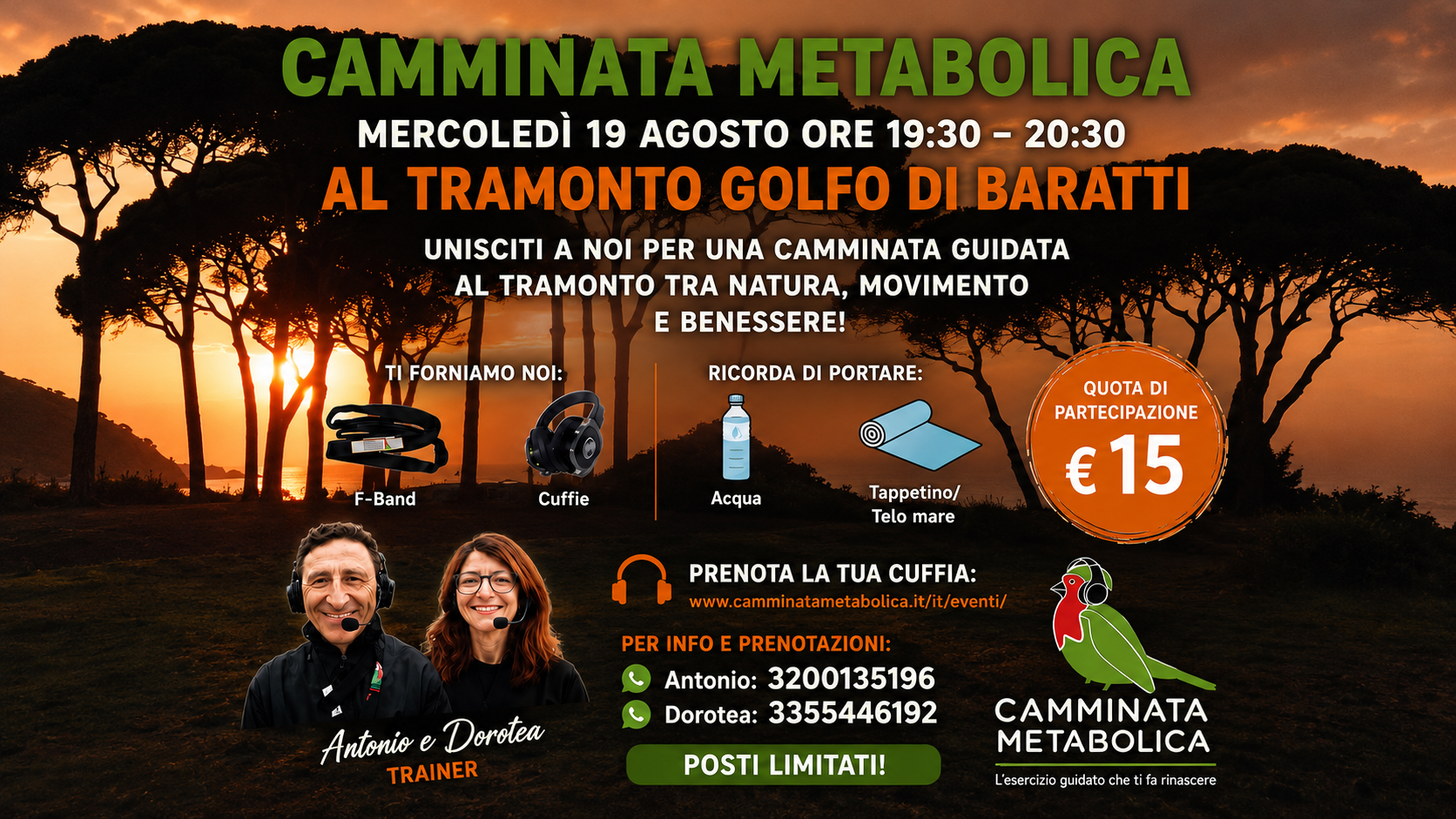 Camminata Metabolica Baratti al tramonto