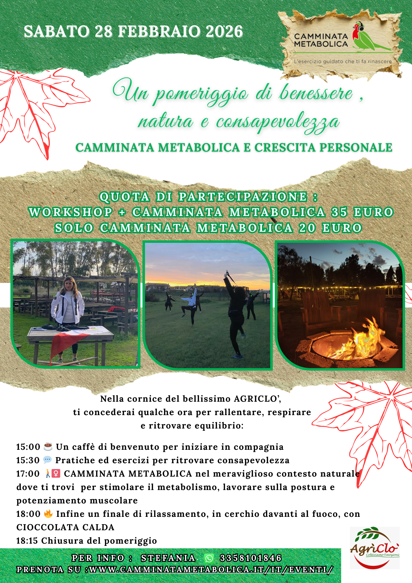 POMEZIA (RM) camminata nella natura e cerchio del fuoco con cioccolata calda 