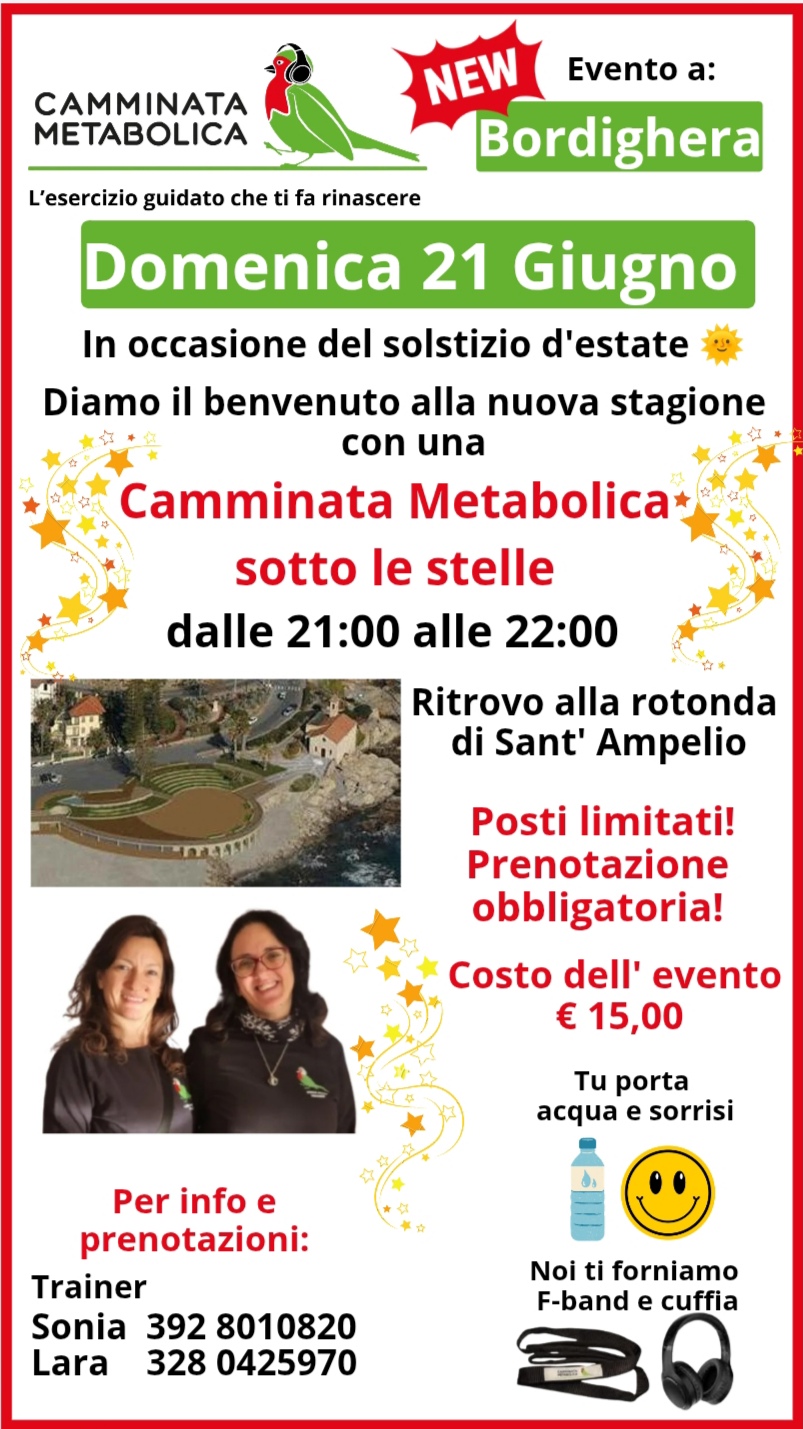 Bordighera Camminata sotto le stelle con le Trainer Sonia & Lara✨